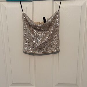 Divided Silver Sequin Camisole